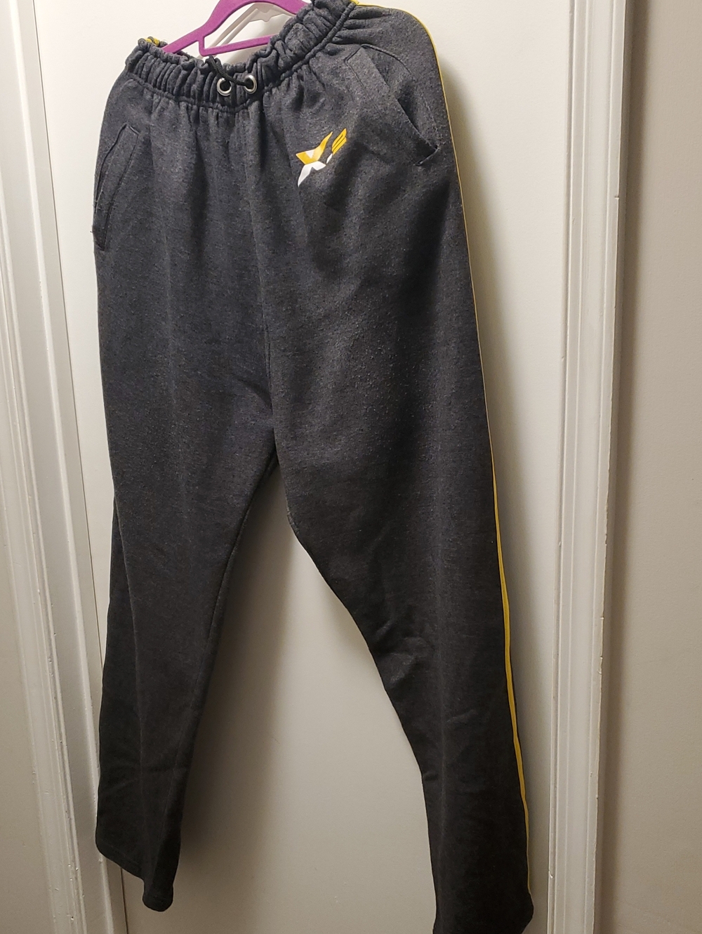 Kids Dark Gray Jogger Pants with Yellow Trim